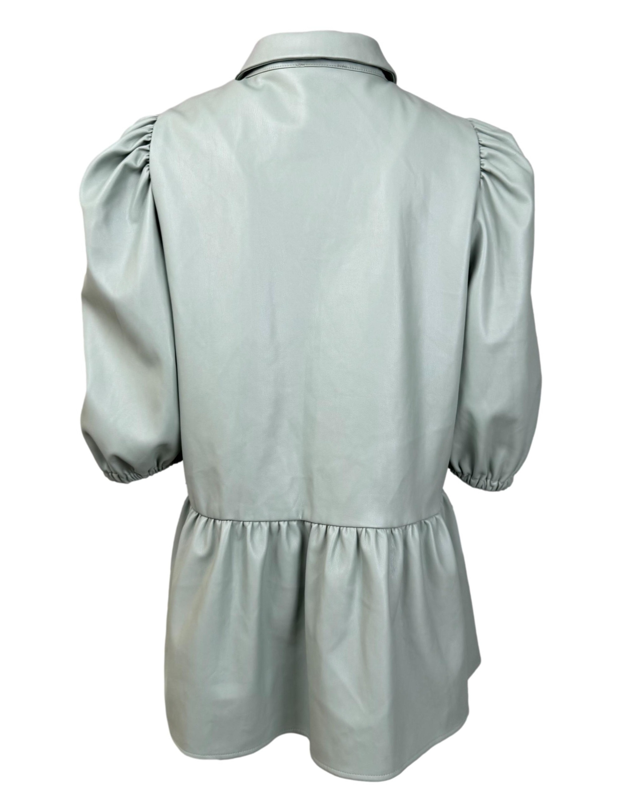 Šviesiai žalia dirbtinės odos RESERVED palaidinė, L