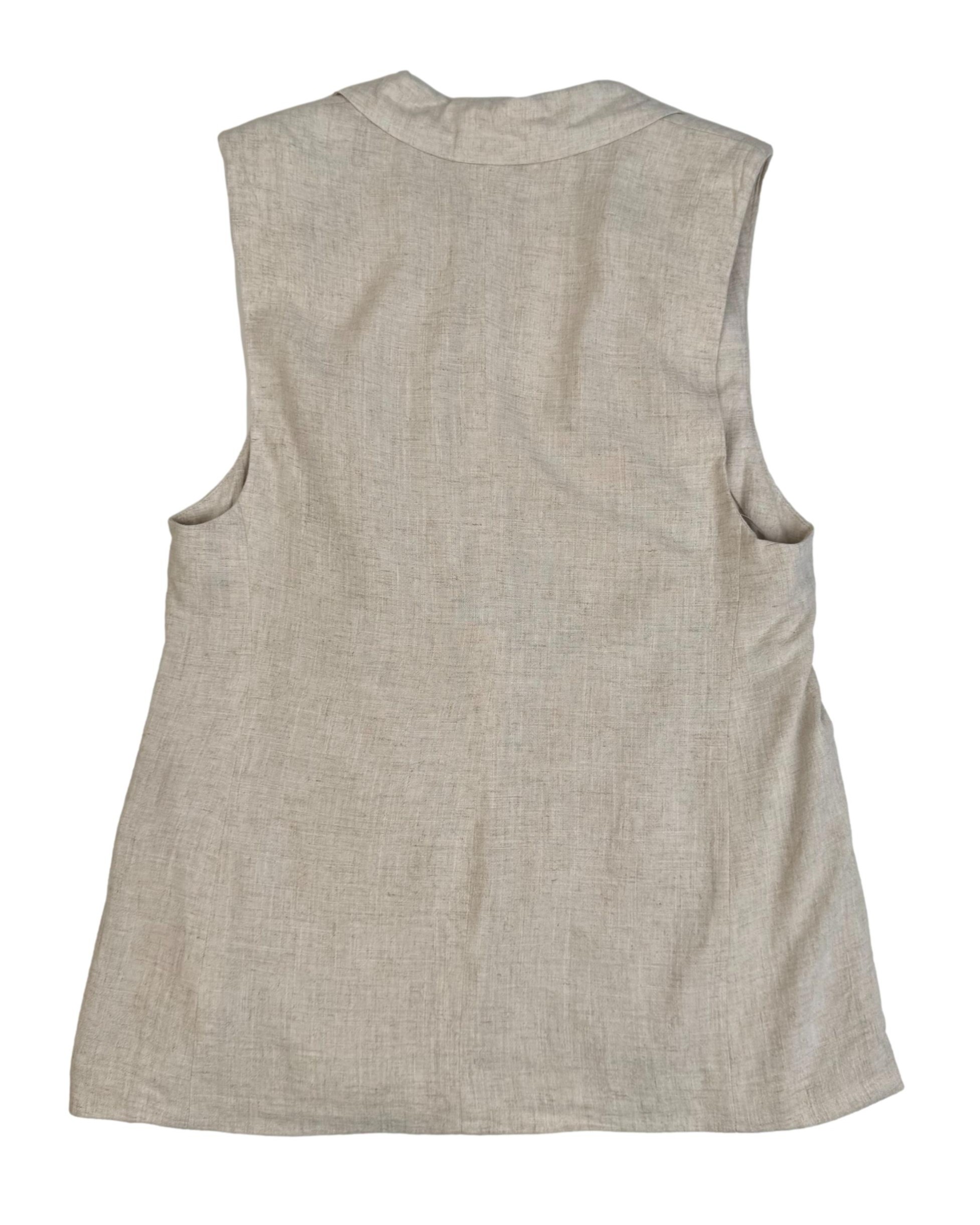 Smėlio spalvos lino mišinio STRADIVARIUS liemenė, S