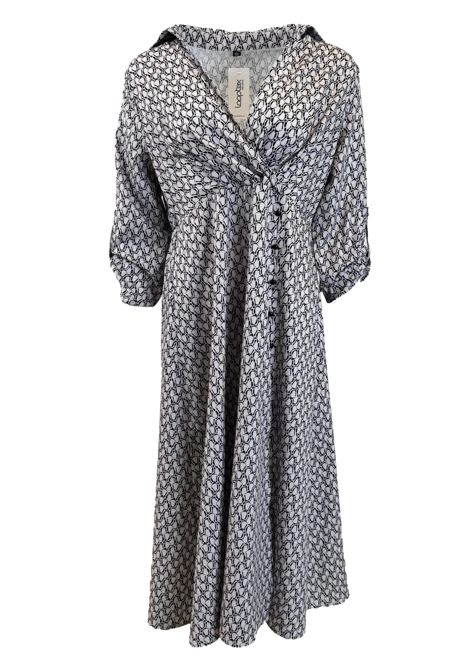 Pilka raštuota suknelė, L