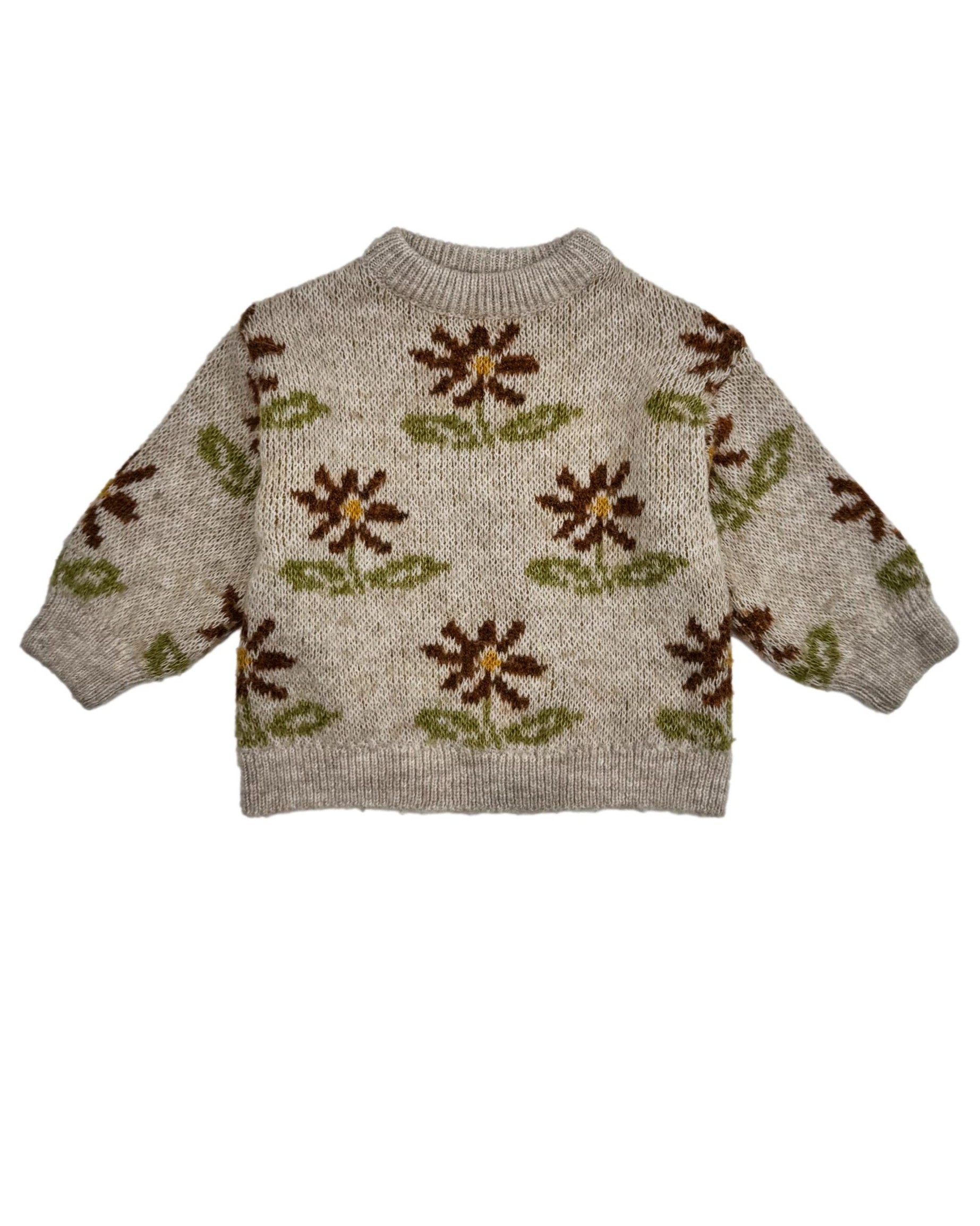 Rudas gėlėtas vaikiškas ZARA megztinis, 9-12mėn.