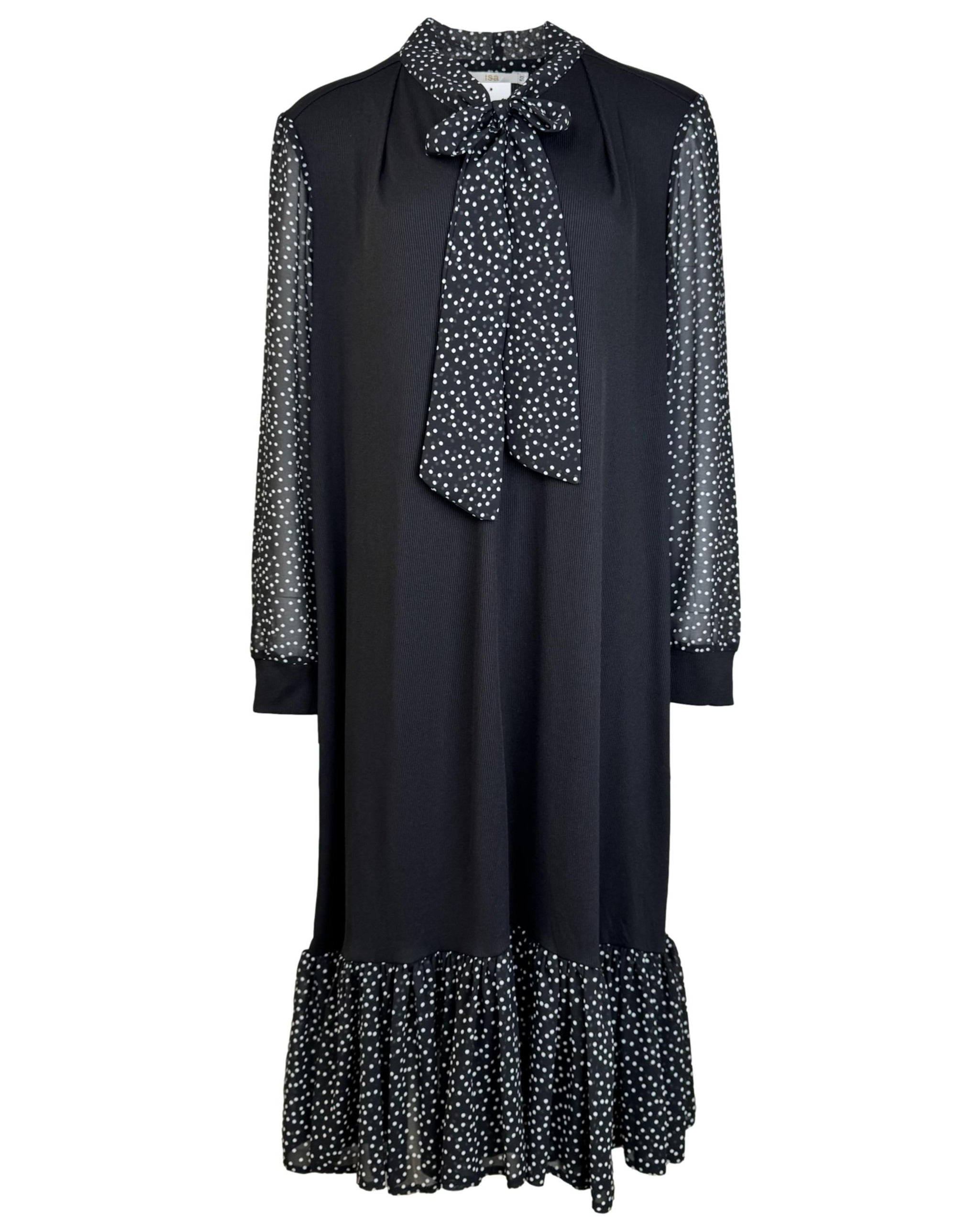 Juoda taškuota ISA suknelė, XL