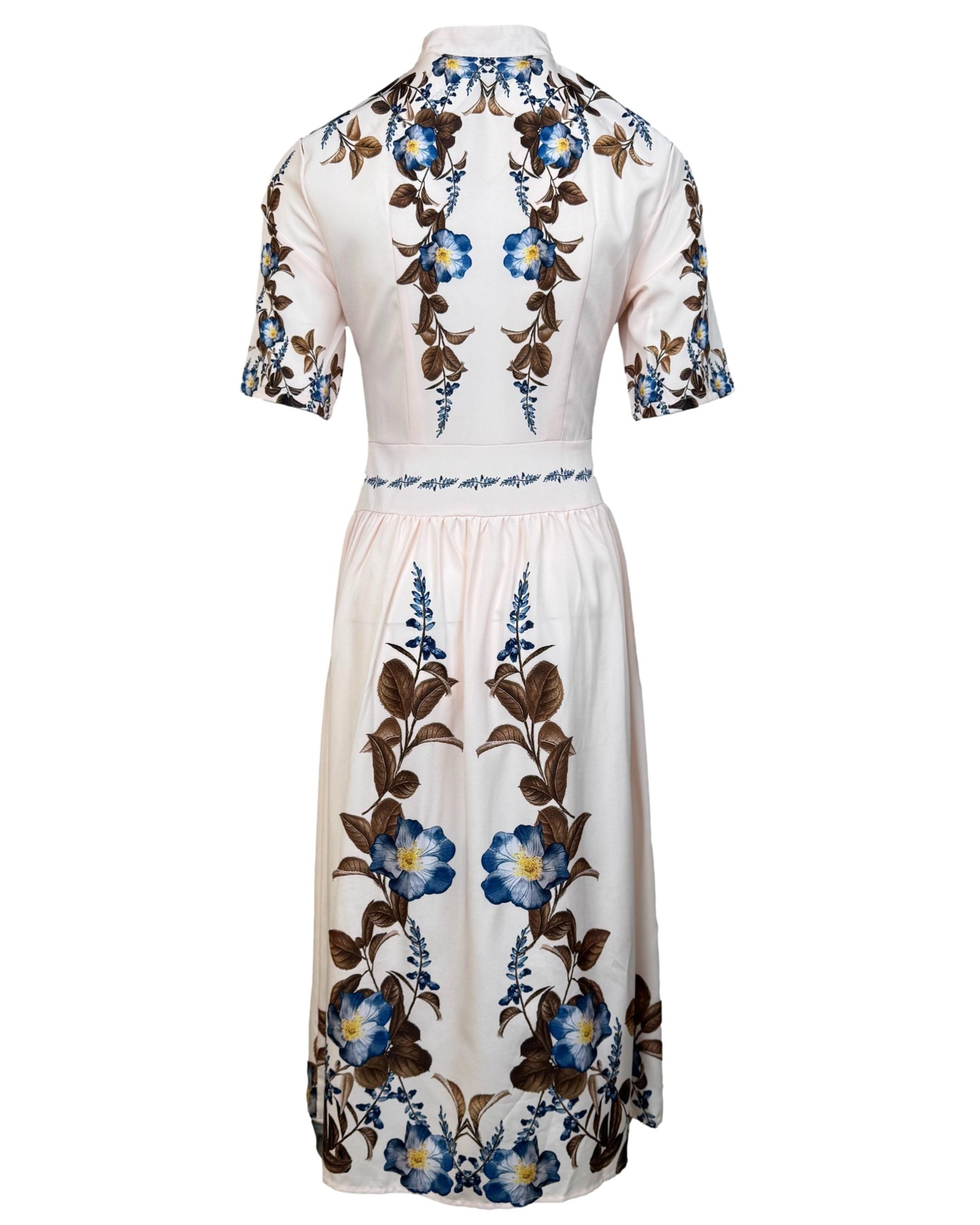 Smėlio spalvos gėlėta suknelė, XS